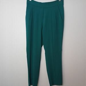 Babaton Cohen Tapered Crepe Trousers Teal Ankle Pants Pleated